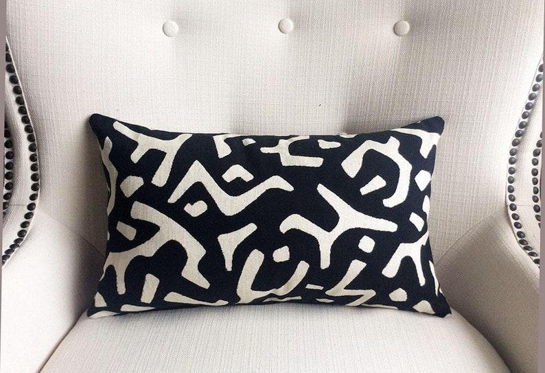 African Black Pillow Cover Lumbar Pillow Case Black Pillow Etsy
