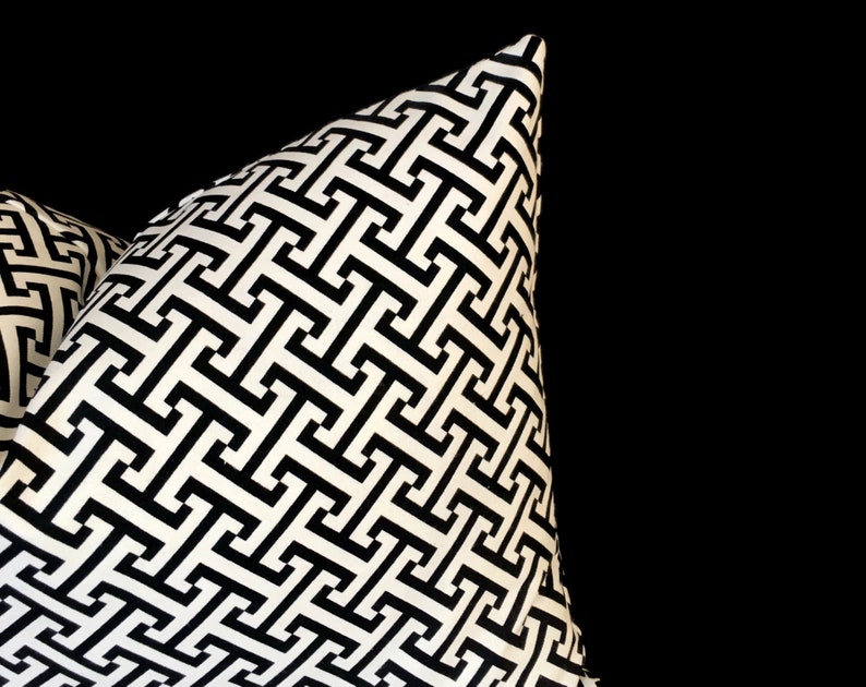 Greek Key Pillow Cover in Black and White Small Throw Pillow Etsy