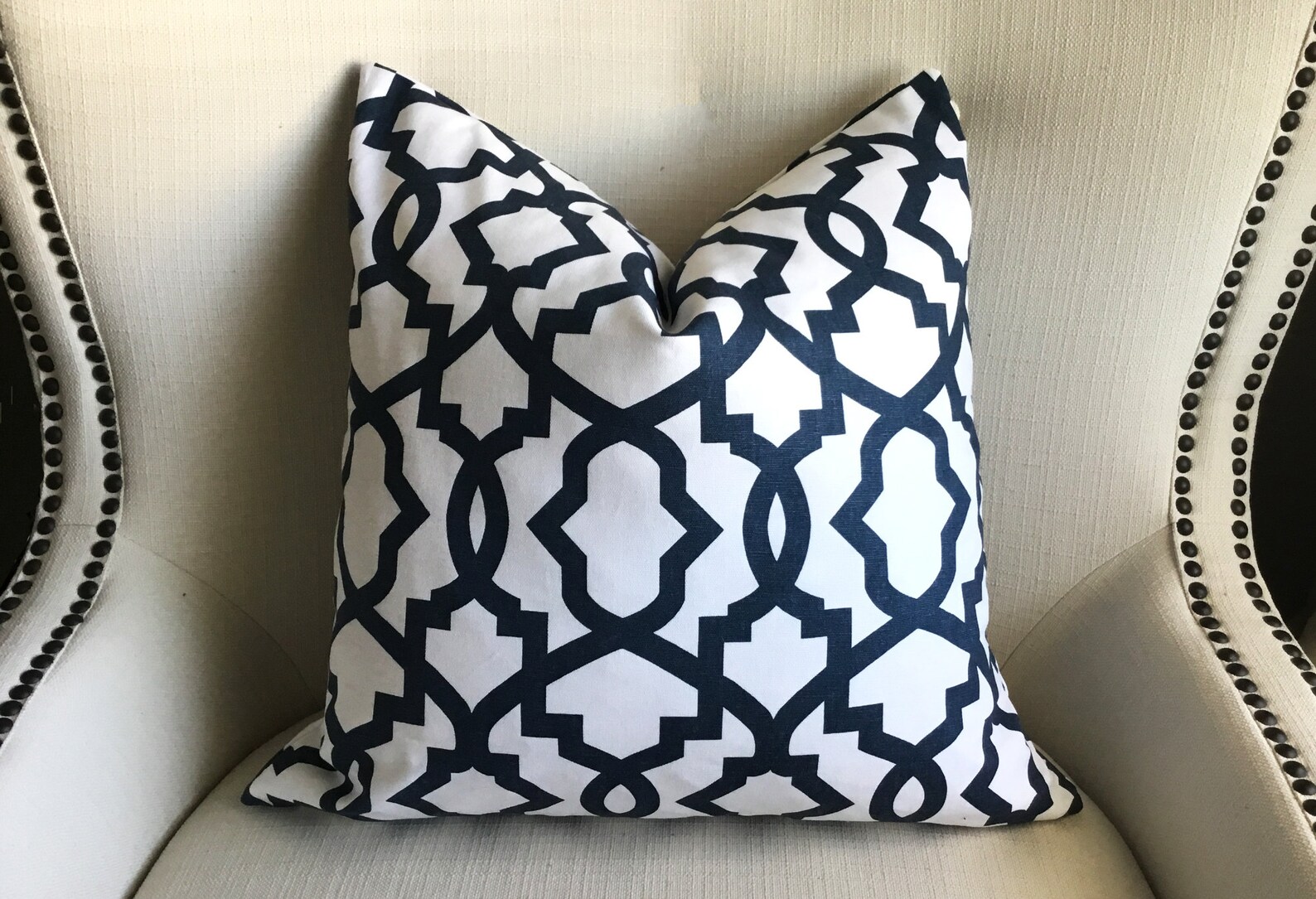 Blue White Geometric Pillow Cover Throw Pillow Case Home Etsy