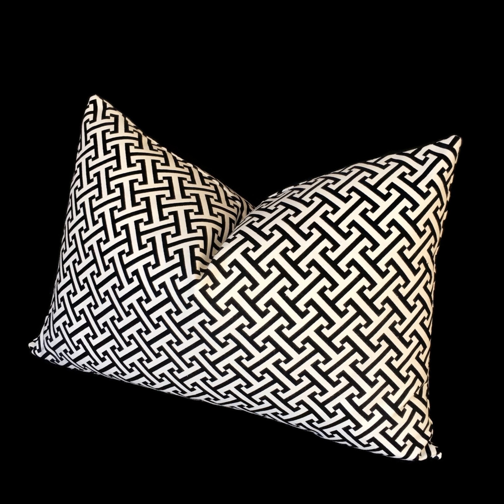 Greek Key Pillow Cover in Black and White Small Throw Pillow Etsy