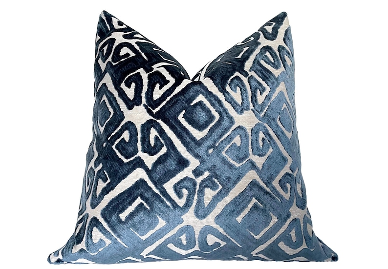 Blue Velvet Toss Pillow Pillow Cover With Invisible Zipper Etsy