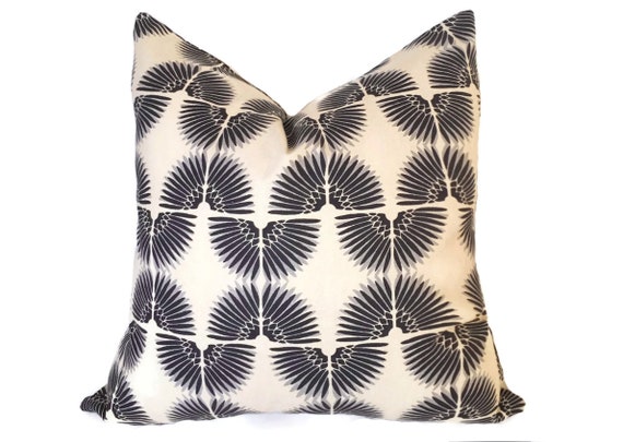 22 inch Throw Pillow Cover Black Tan Black butterfly Pillow Cover Black