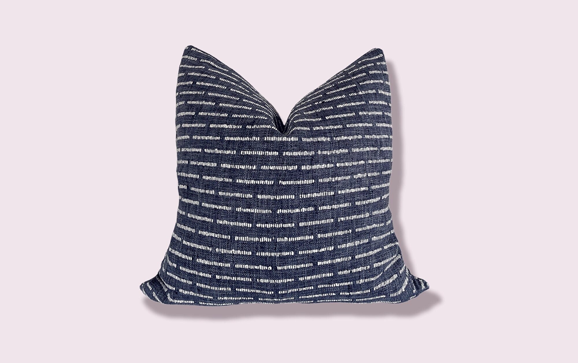 Textured Pillow Cover Navy Dark Blue Throw Pillow Accent Etsy