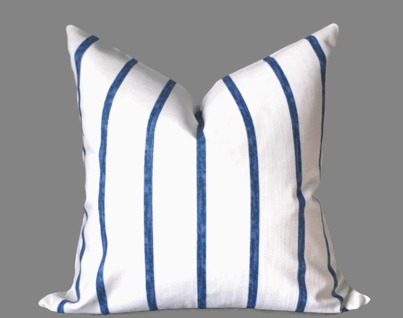 Classic stripe pillow cover white blue ticking ticking Etsy
