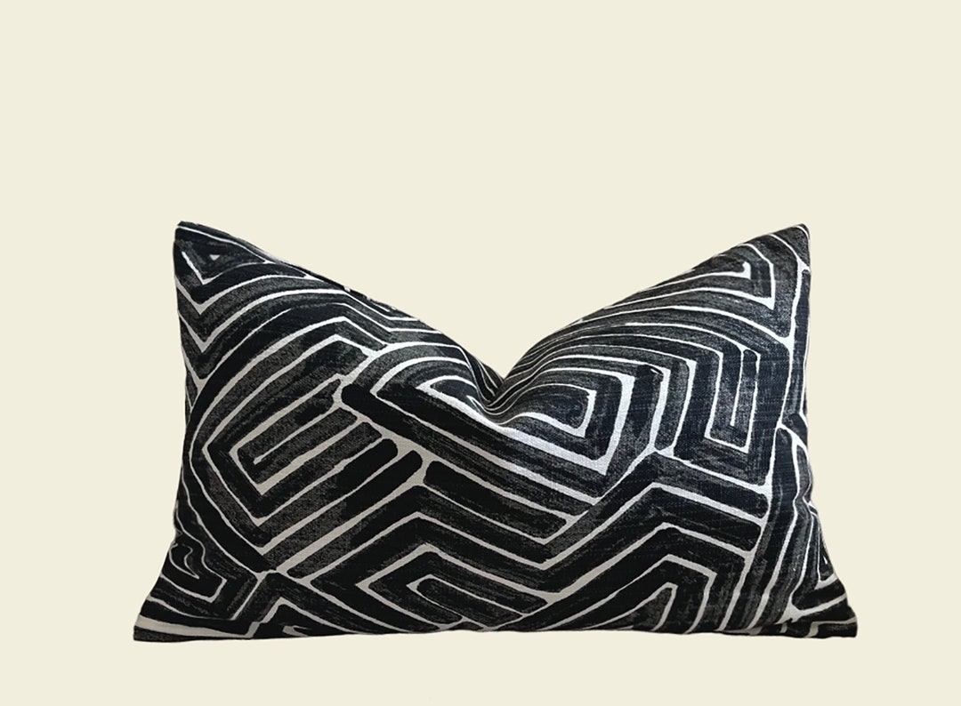 Black, White Lumbar Pillow Cover Modern Abstract 12x18, 12x20, 14x20