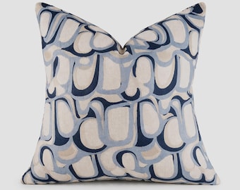 Blue Velvet Pillow Cover: Abstract Designer Toss Pillow, many sizes available