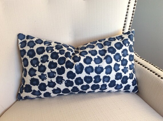 blue and white lumbar pillow