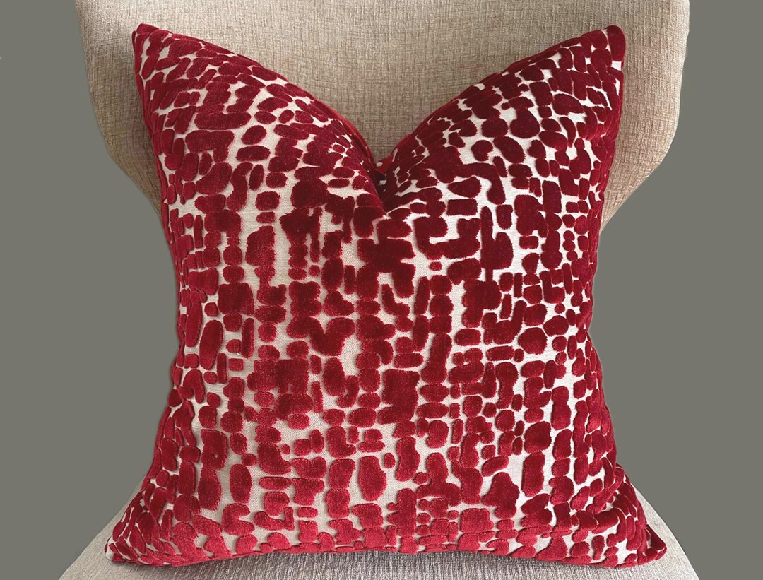 Red Velvet Contemporary Throw Pillow Cover Luxurious Etsy