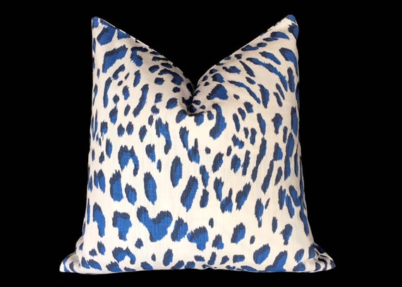 Blue White Pillow Cover, Animal print Throw pillow, Decorator's Fabric, home decor