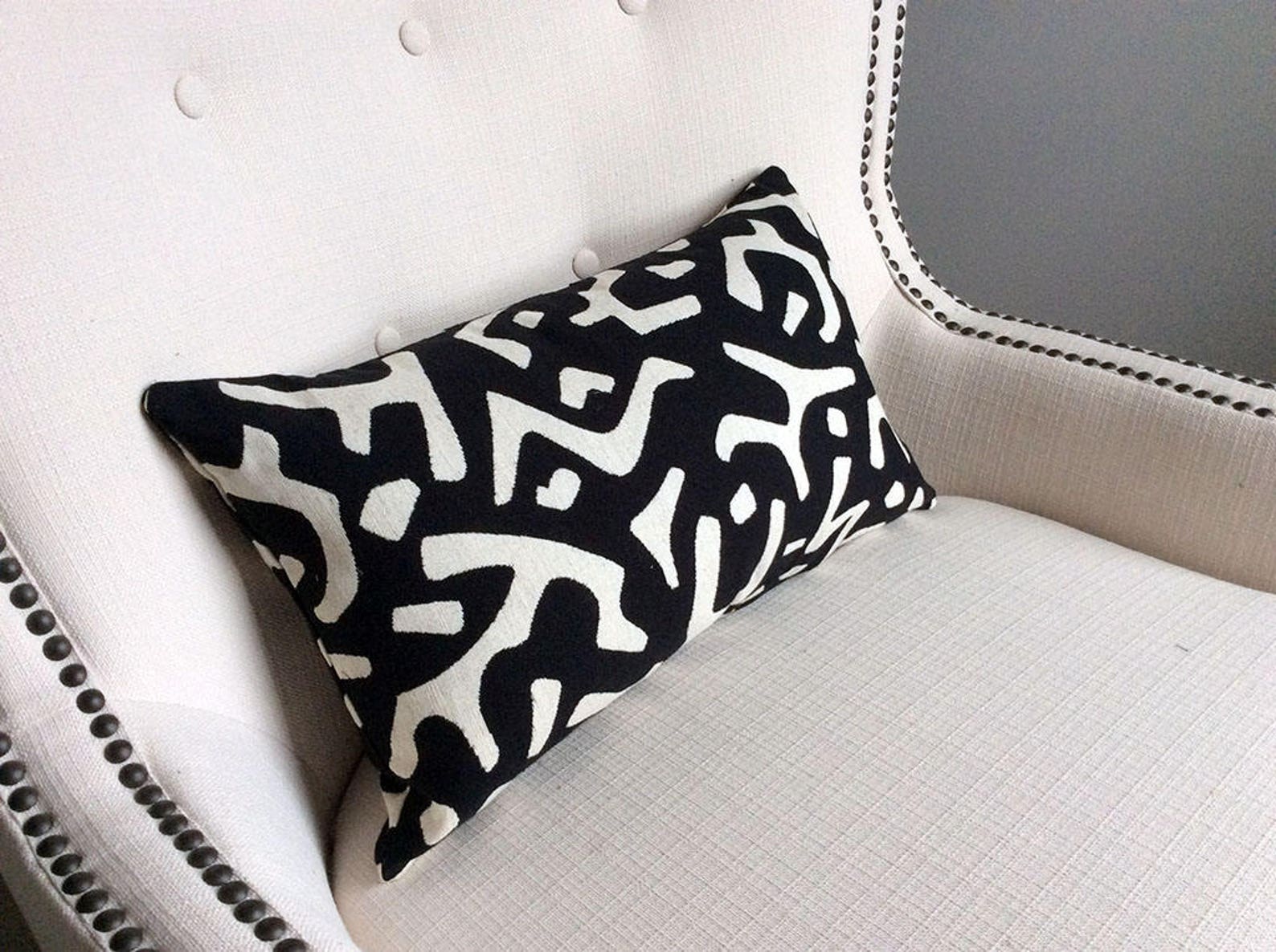 African Black Pillow Cover Lumbar Pillow Case Black Pillow Etsy