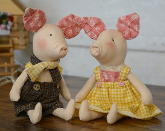 Handmade Tilda Style Piglet, Maileg inspired "Piglets"