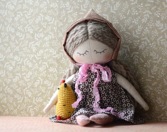 Textile Tilda Style Handmade Heirloom Doll "Bonnet Doll"