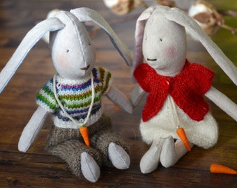 Handmade Tilda Style Bunny, dollhouse miniature bunny "Little Bunny"