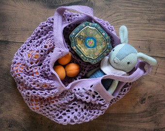 Crocheted French Market Bag "Lavender Bag"