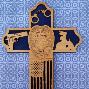 Personalized Wood Law Enforcement Cross