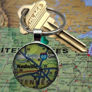 Nashville Tennessee Map Key Ring