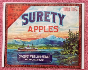 Vintage Surety Apples Crate Label