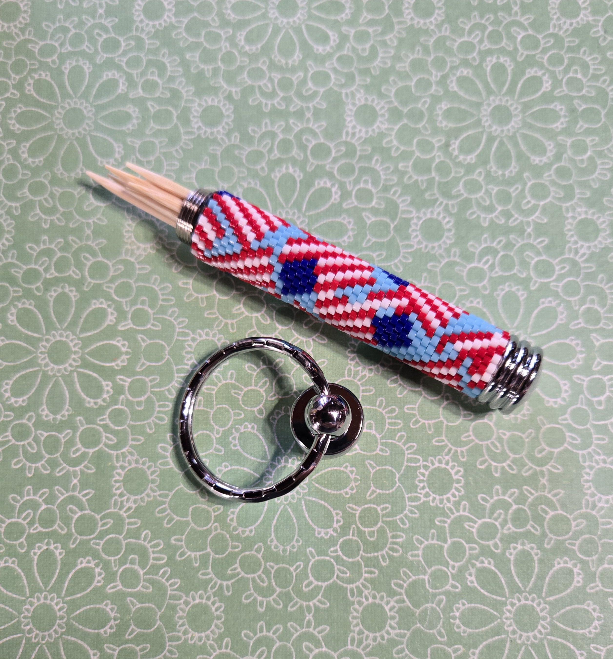 American Flag Beaded Hidden Compartment Key Ring - Etsy