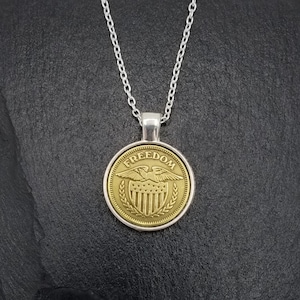Vintage Freedom Token With Bezel Pendant