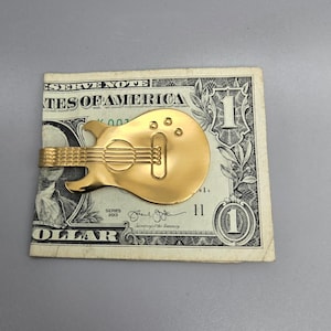 Guitar Spoon Money Clip, Business Card Clip Gold or Silver Toned