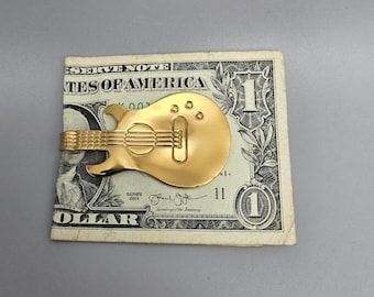 Guitar Spoon Money Clip, Business Card Clip Gold or Silver Toned