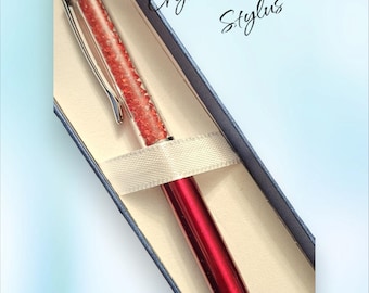 Genuine Swarovski Crystals Refillable Pen with Stylus in gift box