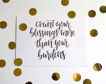 5x7 Calligraphy Print - Count Your Blessings