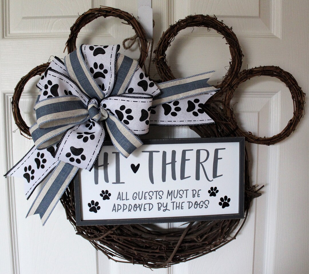 Dog Wreath, Paw Print Wreath, Approved by the Dogs, Dog Lover, Pet ...