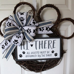 Dog Wreath, Paw Print Wreath, Approved by the Dogs, Dog Lover, Pet Wreath, Animal Wreath, Dog Gift, Housewarming Gift, Dog People, Dog Mom,