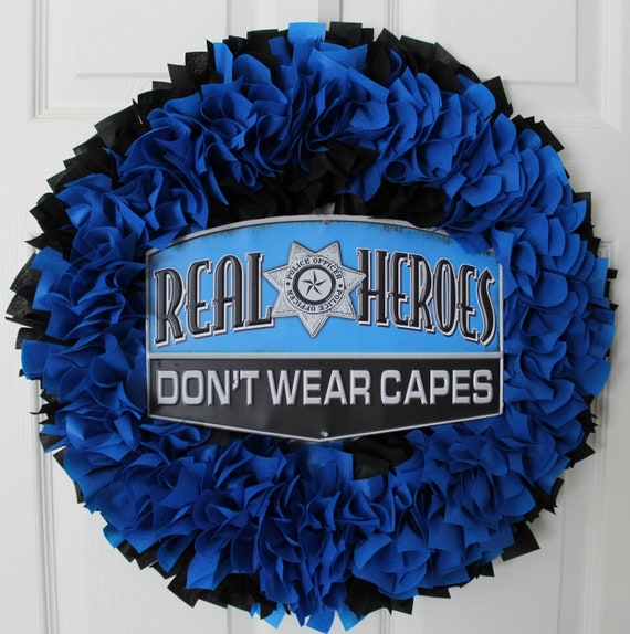 Thin blue line damioy wreath police graduation gift police wife life wreath police week LEO family wreath law enforcement family decor