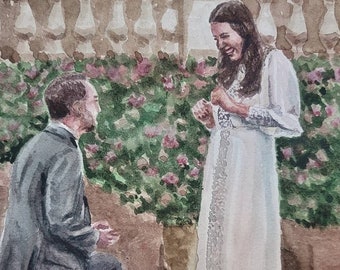 Wedding portrait painted from your photo. Anniversary gift,  Watercolor wedding painting in minimalist or realistic style. Free shipping