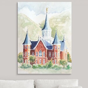 Provo City Center Temple print of original watercolor painting. Archival fine art paper or Canvas gallery wrap image 1