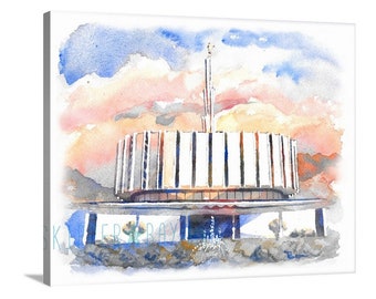 Old Ogden Temple watercolor print. Colorful painting of LDS temple, Utah. Archival quality unframed fine art print
