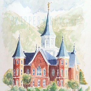 Provo City Center Temple print of original watercolor painting. Archival fine art paper or Canvas gallery wrap image 2