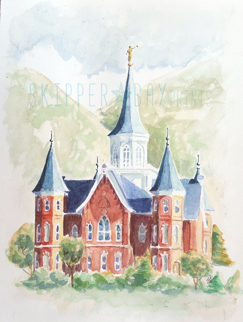 Provo City Center Temple print of original watercolor painting. Archival fine art paper or Canvas gallery wrap image 2