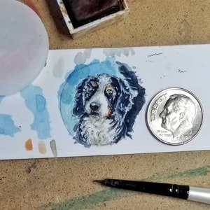 Pet portrait wearable art. Your pet in watercolor as a necklace, ornament, ring, key chain or brooch. Portion of proceeds donated to shelter image 10