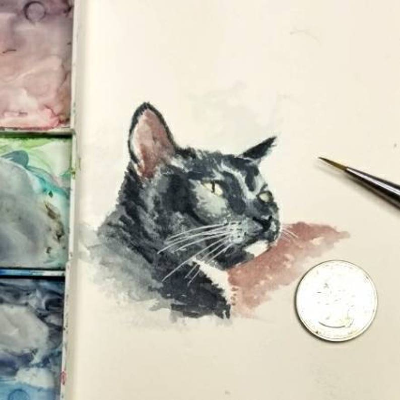 Pet Portrait in Watercolor. Dog, cat, horse, parrot, snake, turtle, ferret, bunny, pig, etc. painting hand-painted from photo, Free Shipping image 6