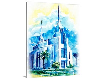 Rome Temple Print. Watercolor fine art print of original Roma Italy LDS temple painting. Archival paper or Canvas wrap