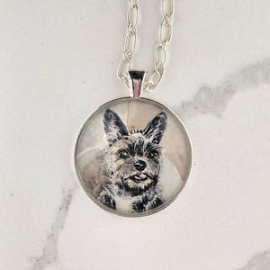 Pet portrait wearable art. Your pet in watercolor as a necklace, ornament, ring, key chain or brooch. Portion of proceeds donated to shelter image 5