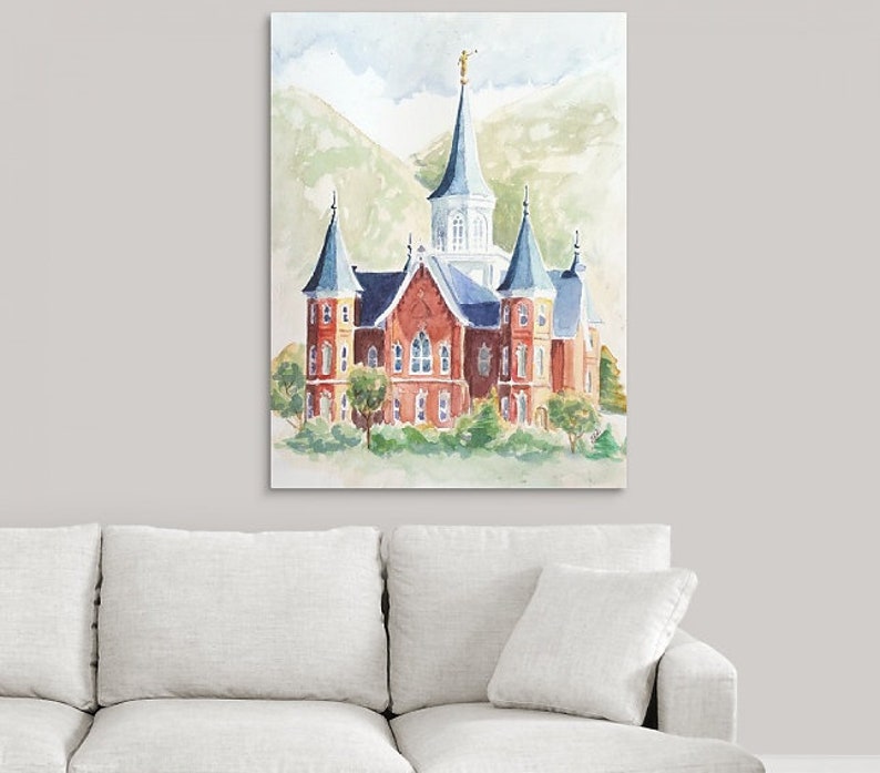 Provo City Center Temple print of original watercolor painting. Archival fine art paper or Canvas gallery wrap image 1