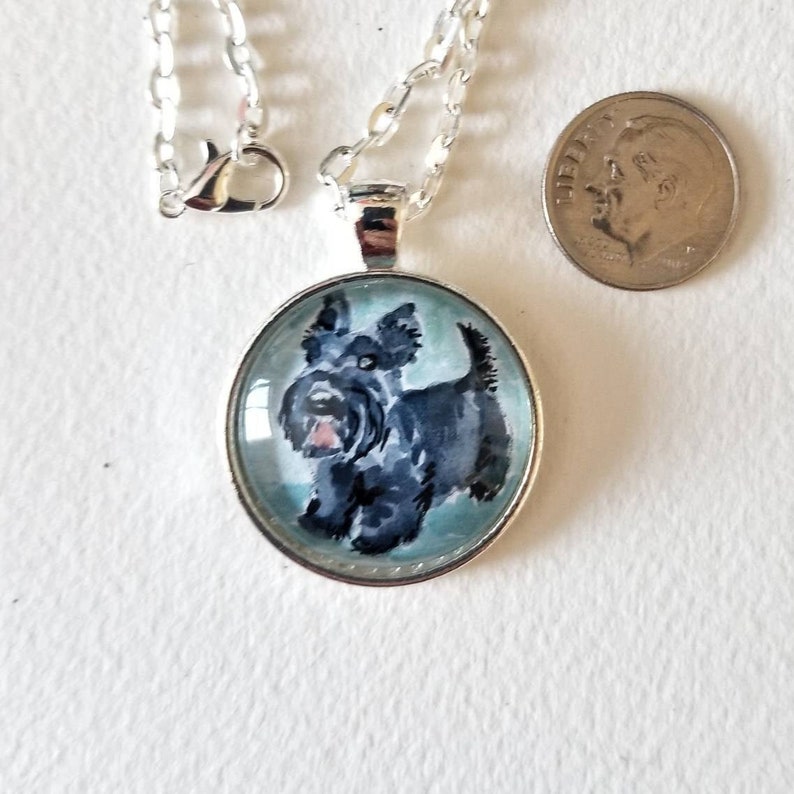 Pet portrait wearable art. Your pet in watercolor as a necklace, ornament, ring, key chain or brooch. Portion of proceeds donated to shelter image 8