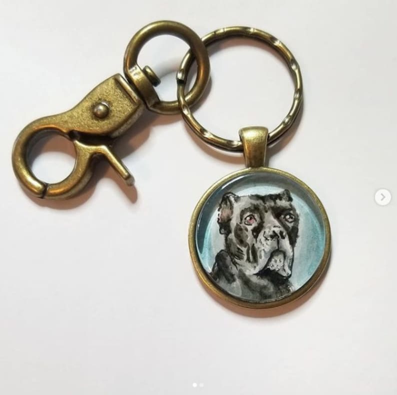 Pet portrait wearable art. Your pet in watercolor as a necklace, ornament, ring, key chain or brooch. Portion of proceeds donated to shelter image 9