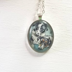 Pet portrait wearable art. Your pet in watercolor as a necklace, ornament, ring, key chain or brooch. Portion of proceeds donated to shelter image 7