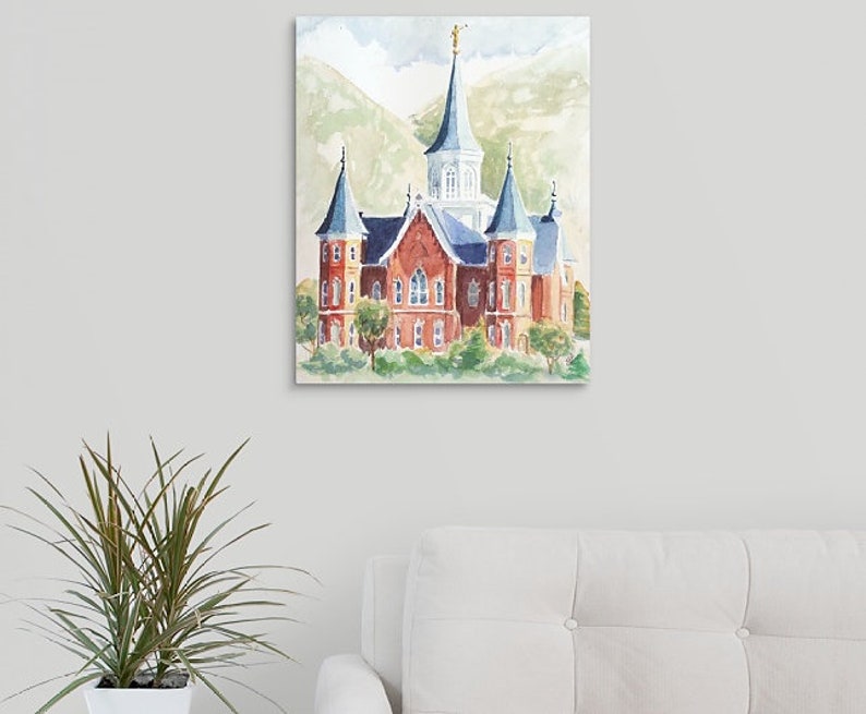 Provo City Center Temple print of original watercolor painting. Archival fine art paper or Canvas gallery wrap image 8