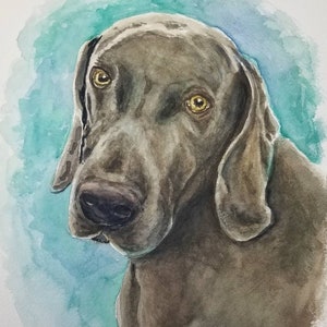 Pet Portrait in Watercolor. Dog, cat, horse, parrot, snake, turtle, ferret, bunny, pig, etc. painting hand-painted from photo, Free Shipping image 7