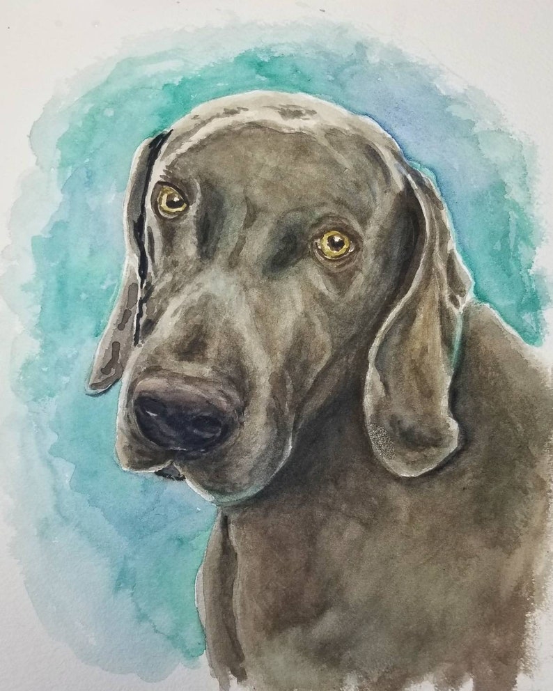 Pet Portrait in Watercolor. Dog, cat, horse, parrot, snake, turtle, ferret, bunny, pig, etc. painting hand-painted from photo, Free Shipping image 7