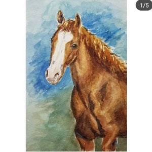 Pet Portrait in Watercolor. Dog, cat, horse, parrot, snake, turtle, ferret, bunny, pig, etc. painting hand-painted from photo, Free Shipping image 4