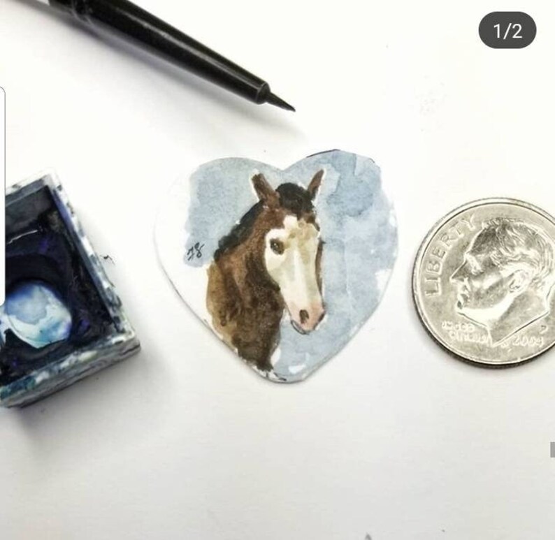 Pet portrait wearable art. Your pet in watercolor as a necklace, ornament, ring, key chain or brooch. Portion of proceeds donated to shelter image 4