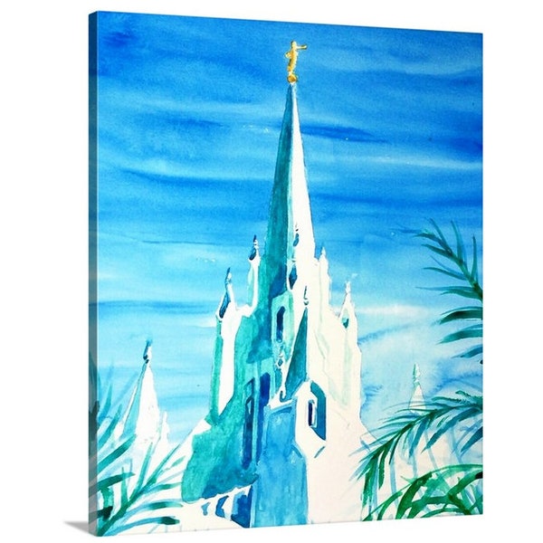 San Diego California Temple Spire, print of  watercolor original painting. Gallery wrapped canvas or archival Fine Art paper Giclee Print