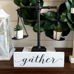 Gather Wood Sign, Small 3.5x12, Farmhouse Decor, Fixer Upper Style, Distressed, Painted Wood Sign, Kitchen Sign, Gallery Wall, Collage Wall image 1